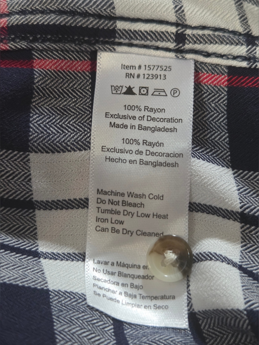 Jachs Short-Sleeve Navy White Plaid Button-Down Top - Picture 4 of 4